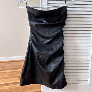 Zara leather black mini dress